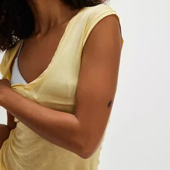 NWT Free People Intimately On Air Yellow V-Neck Tee - Picture 3 of 8